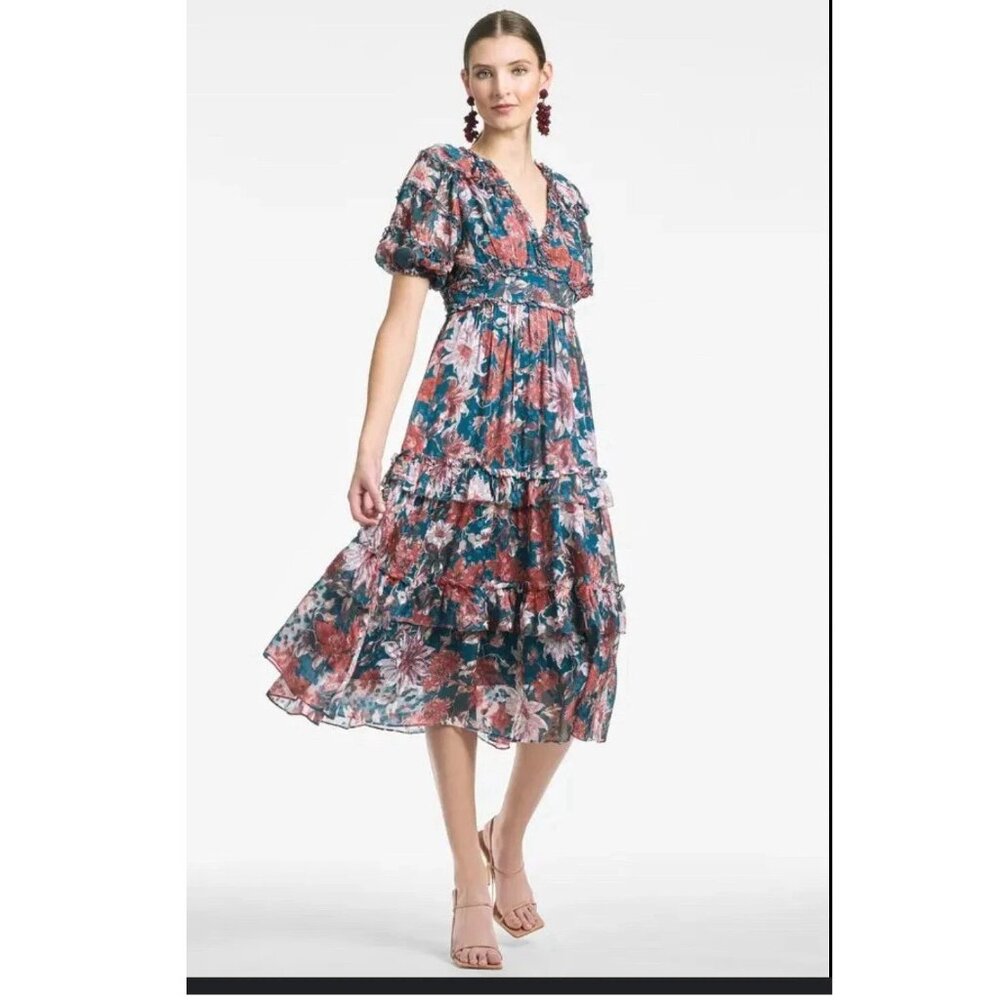 NEW Sachin & Babi Veronica Viscose Floral Midi Dress Z59 - Picture 1 of 9